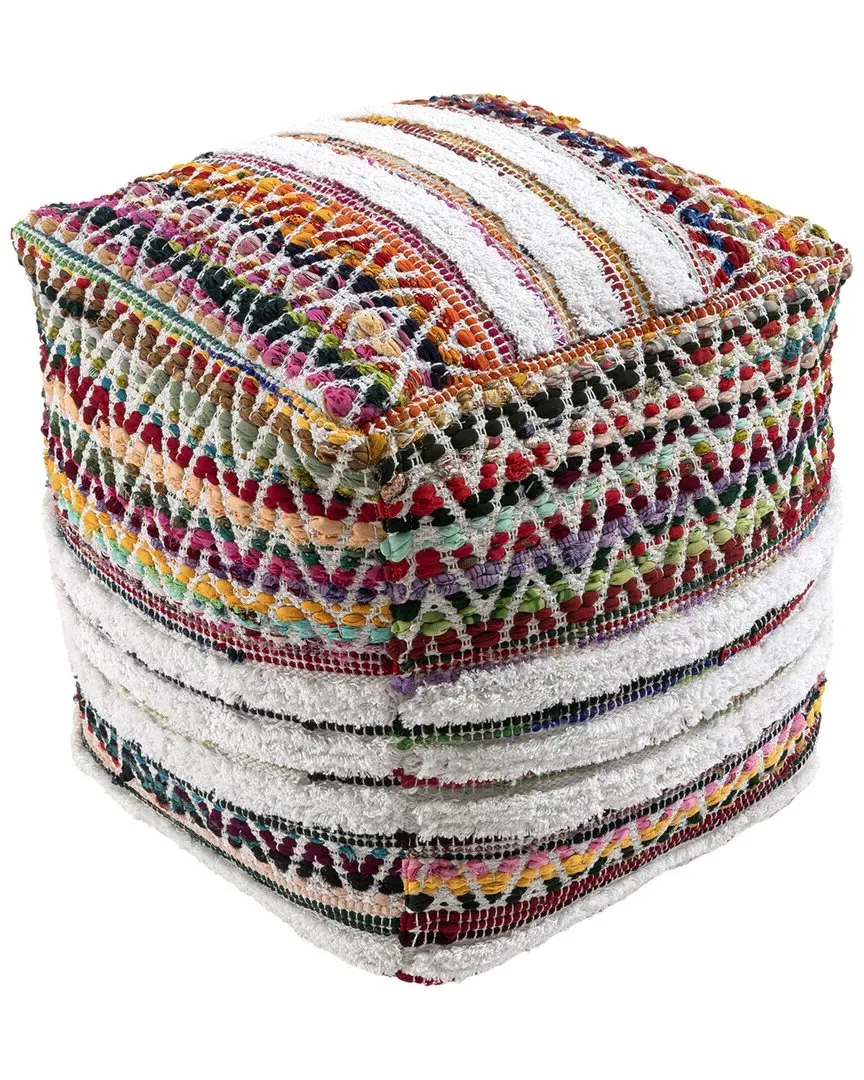 Chindi Tufted Striped Chevron Handmade Pouf - Cotton