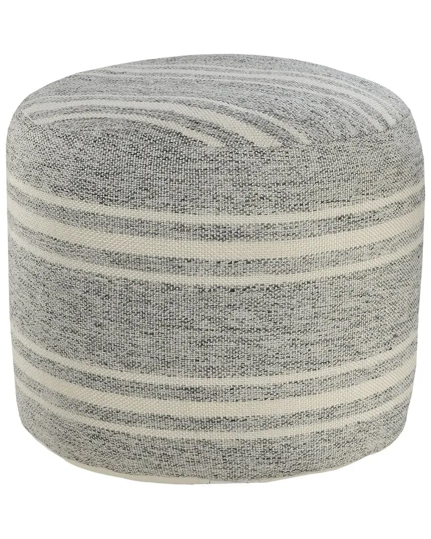 Clementine Triple Stripe Indoor Outdoor Pouf - Gray image