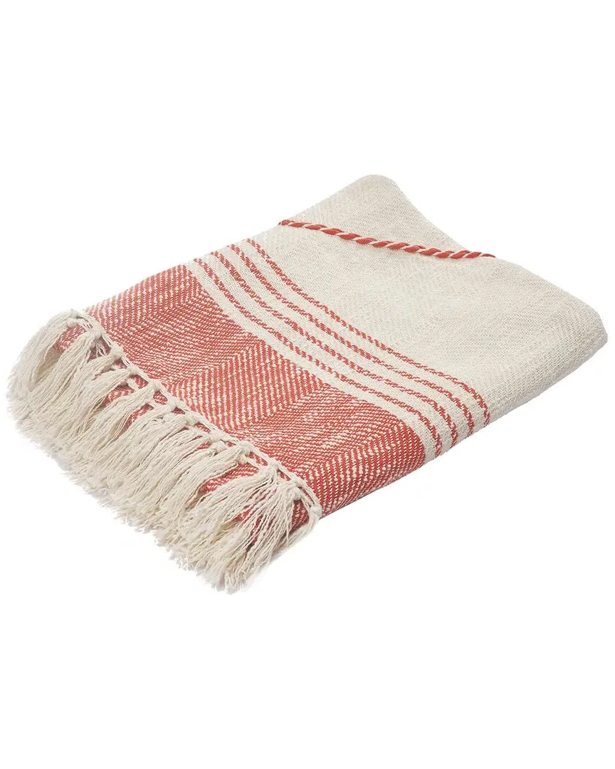 Coastal Edge Geometric Diamond Throw Blanket with Fringe - Red