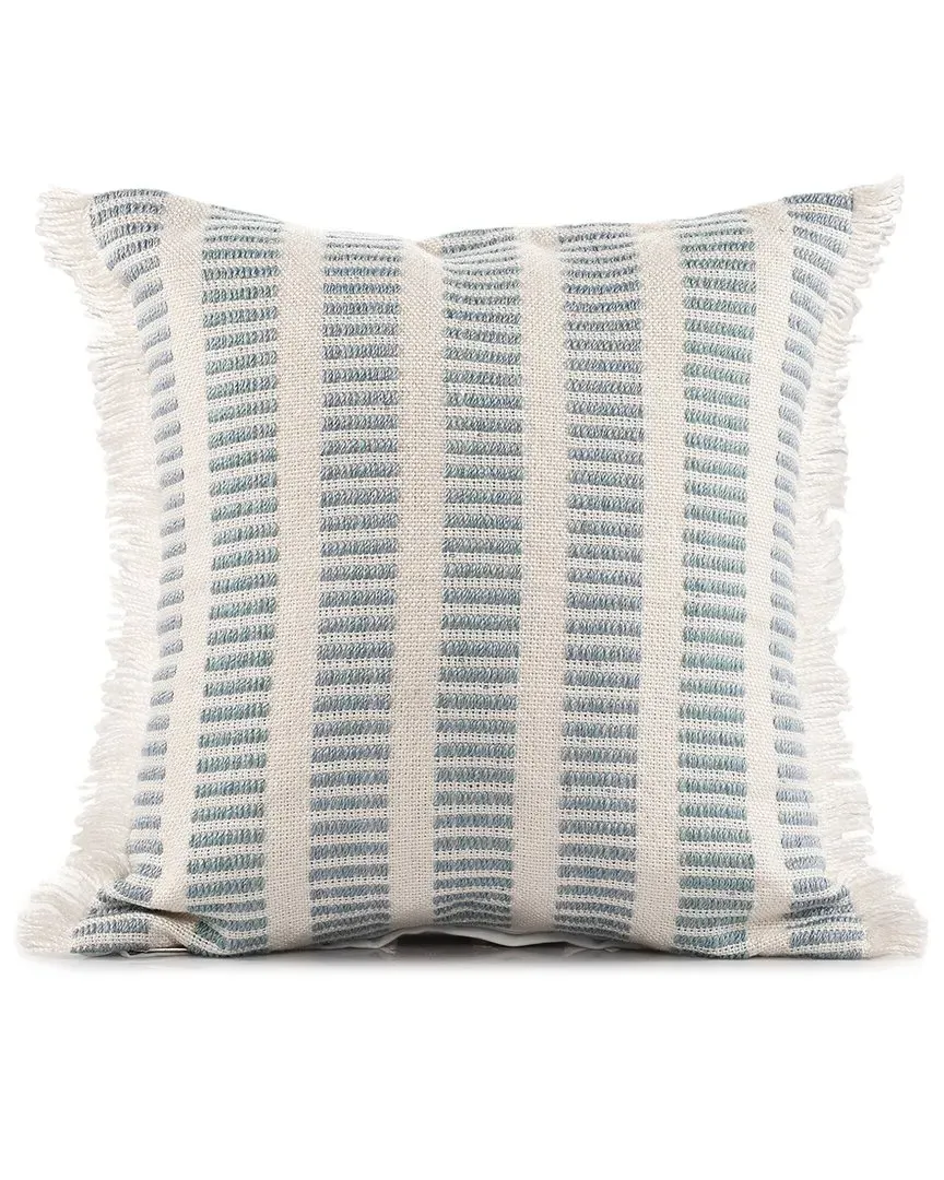 Dahlia Hand-Woven Striped Throw Pillow - Blue image