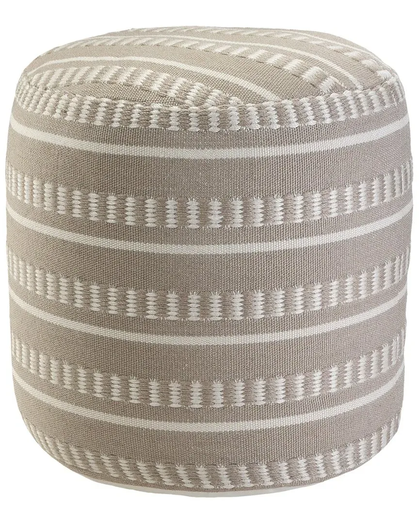 Dash And Stripe Geometric Indoor Outdoor Pouf - Taupe