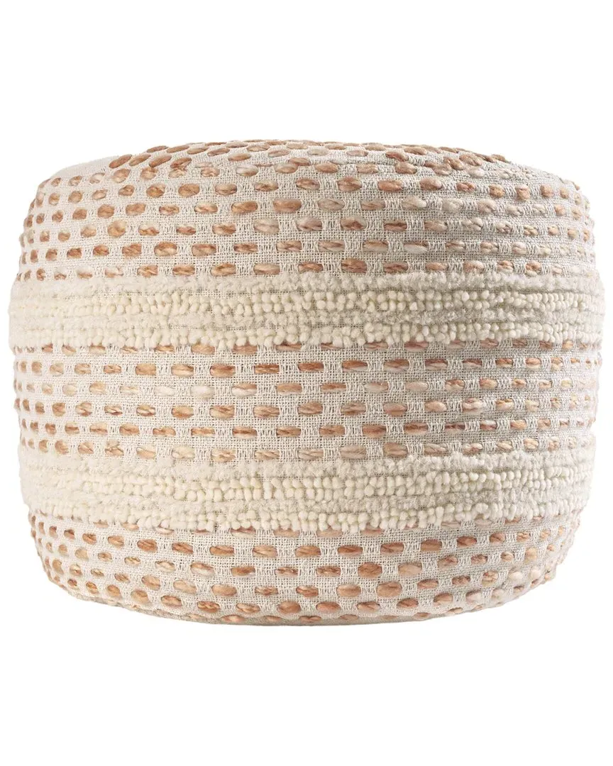 Dash Round Tufted Striped Woven Pouf - Adobe image
