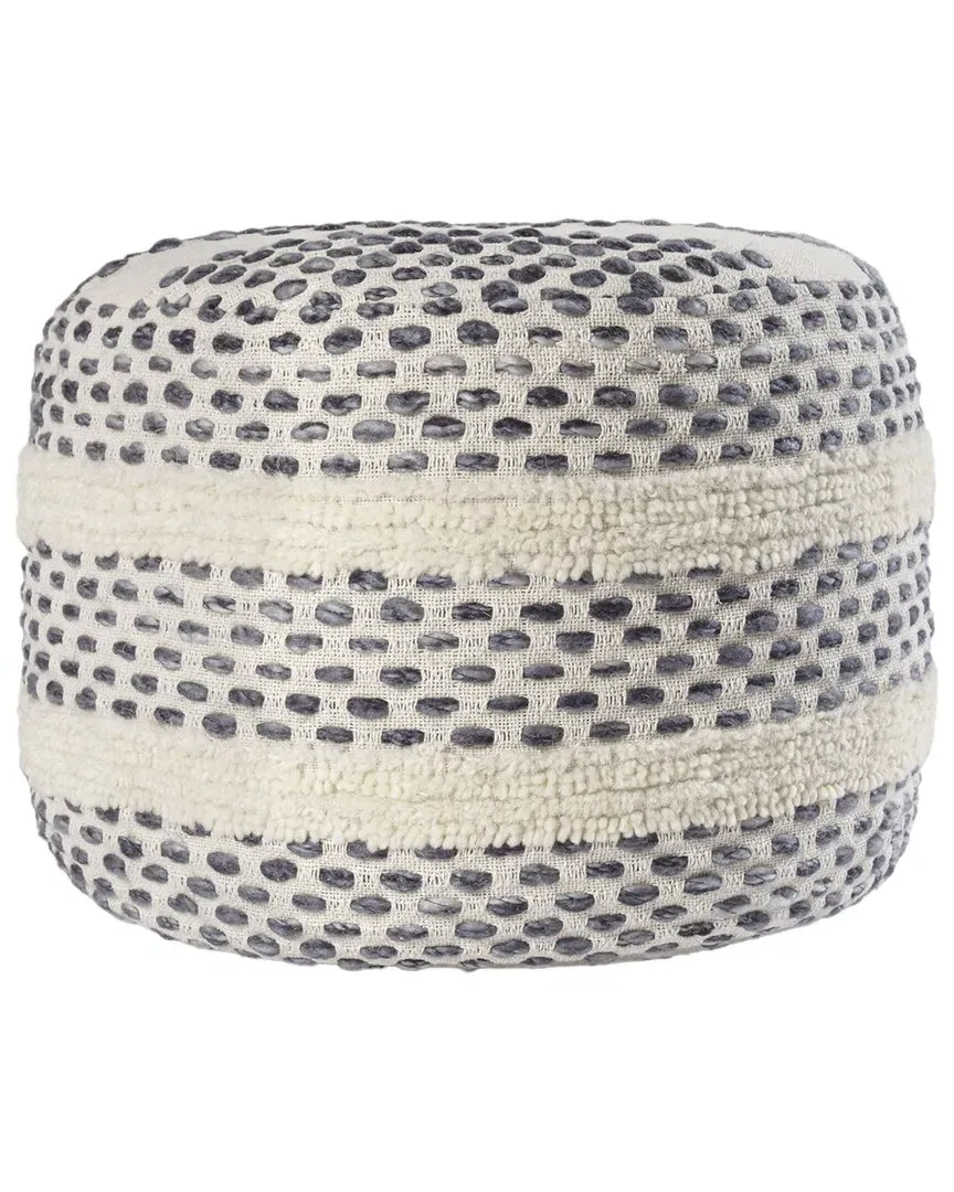 Dash Round Tufted Striped Woven Pouf - Phantom