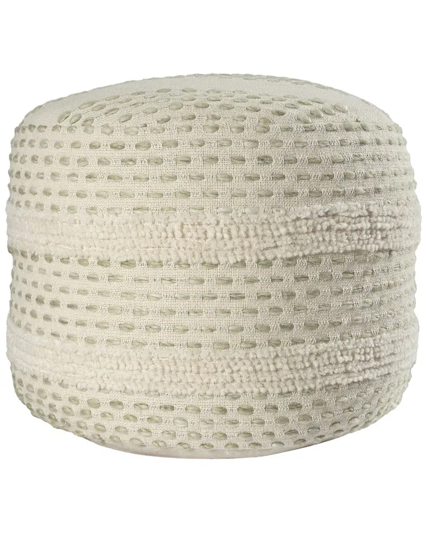 Dash Round Tufted Striped Woven Pouf - Sage