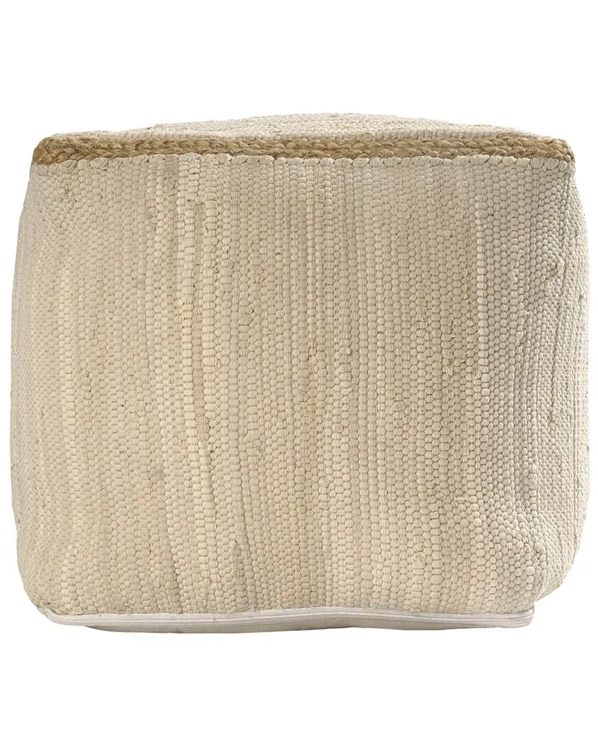Dayne Cube Pouf with Jute Border - Birch, Cotton image