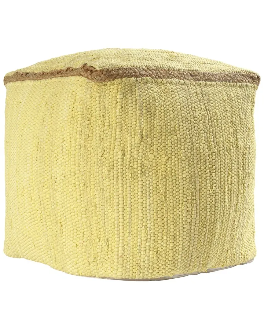 Dayne Cube Pouf with Jute Border - Yellow, Cotton