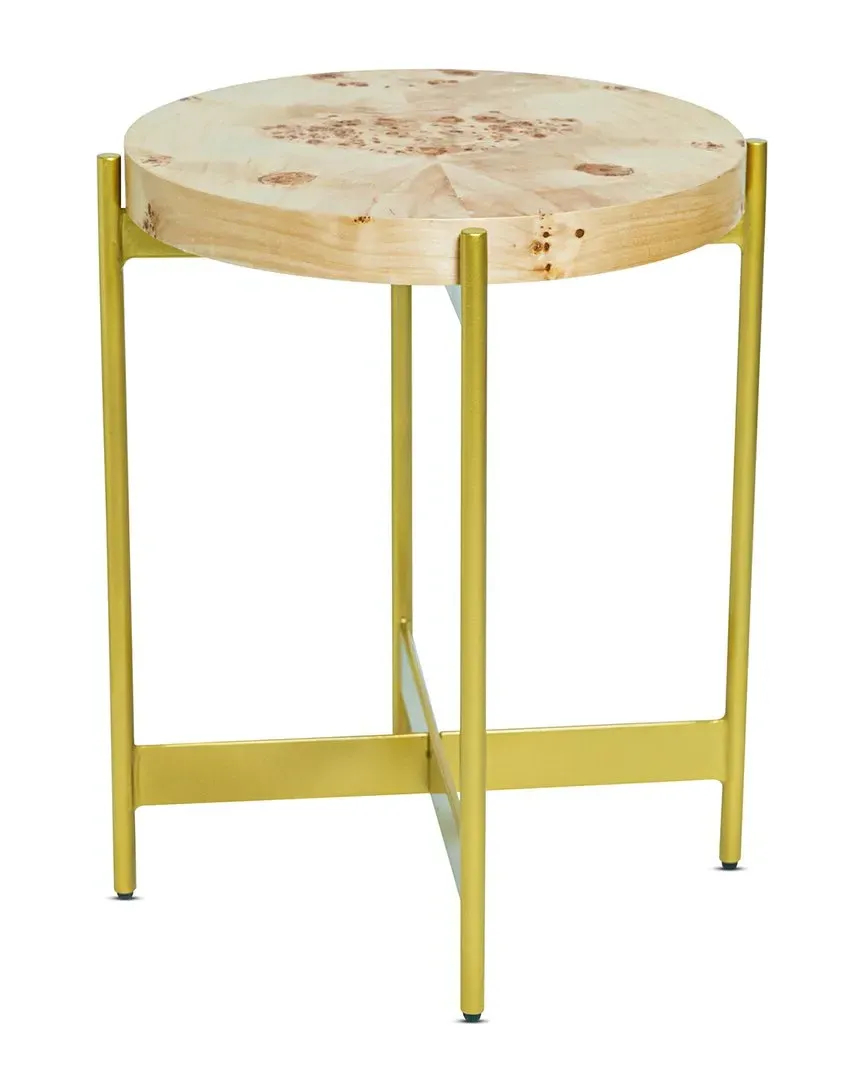 Elena Burl Wood Side Table - Natural, Gold