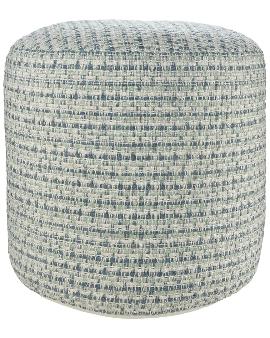 Ella Geometric Hand-Woven Ottoman Pouf - Blue, Polyester image