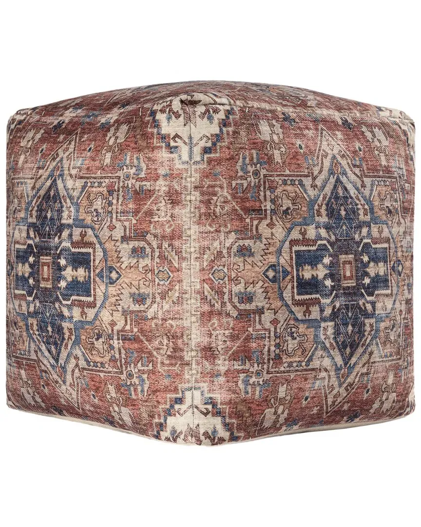 Esra Cube Ottoman Pouf - Rust, Polyester