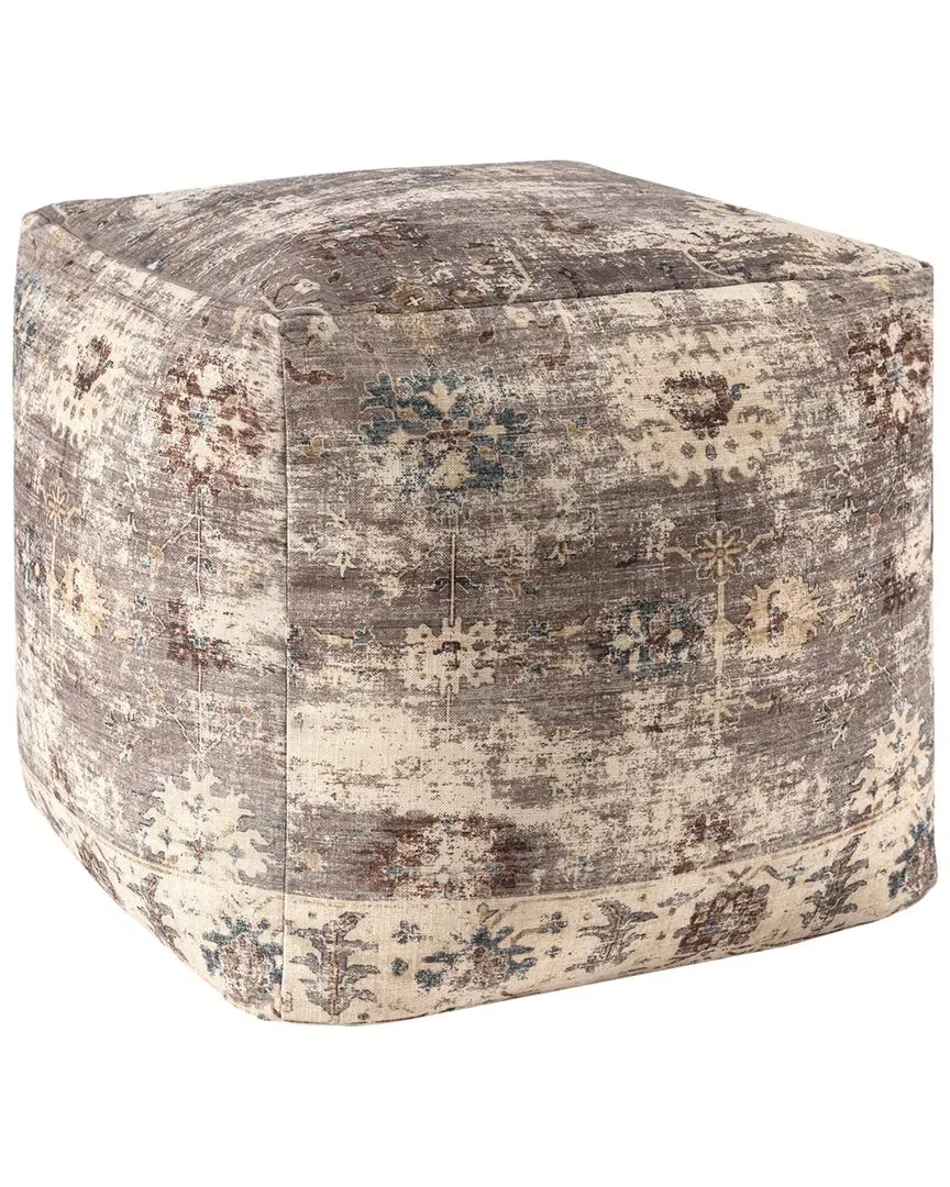 Esra Cube Ottoman Pouf - Taupe, Polyester