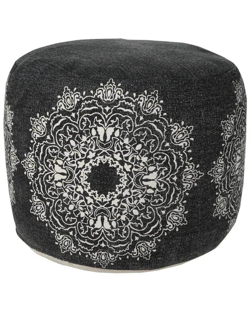Evelyn Round Ottoman Pouf - Black, Cotton image