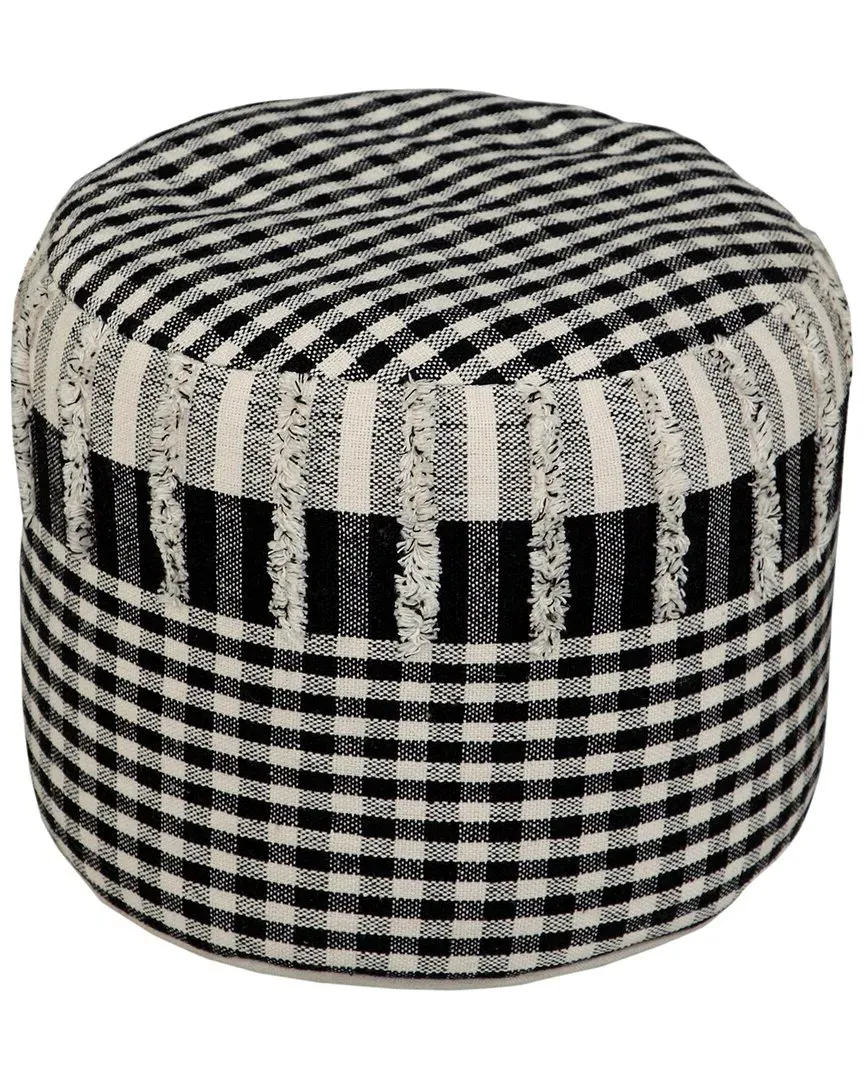 Evelyn Round Ottoman Pouf - Black, Cotton image