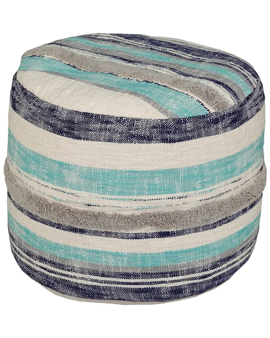 Evelyn Round Ottoman Pouf - Blue, Cotton