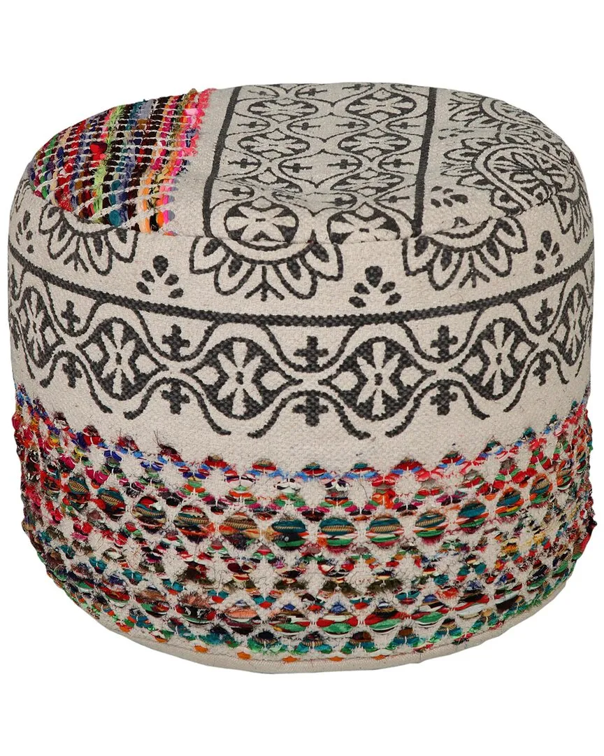 Evelyn Round Ottoman Pouf - Multicolor, Cotton Blend image