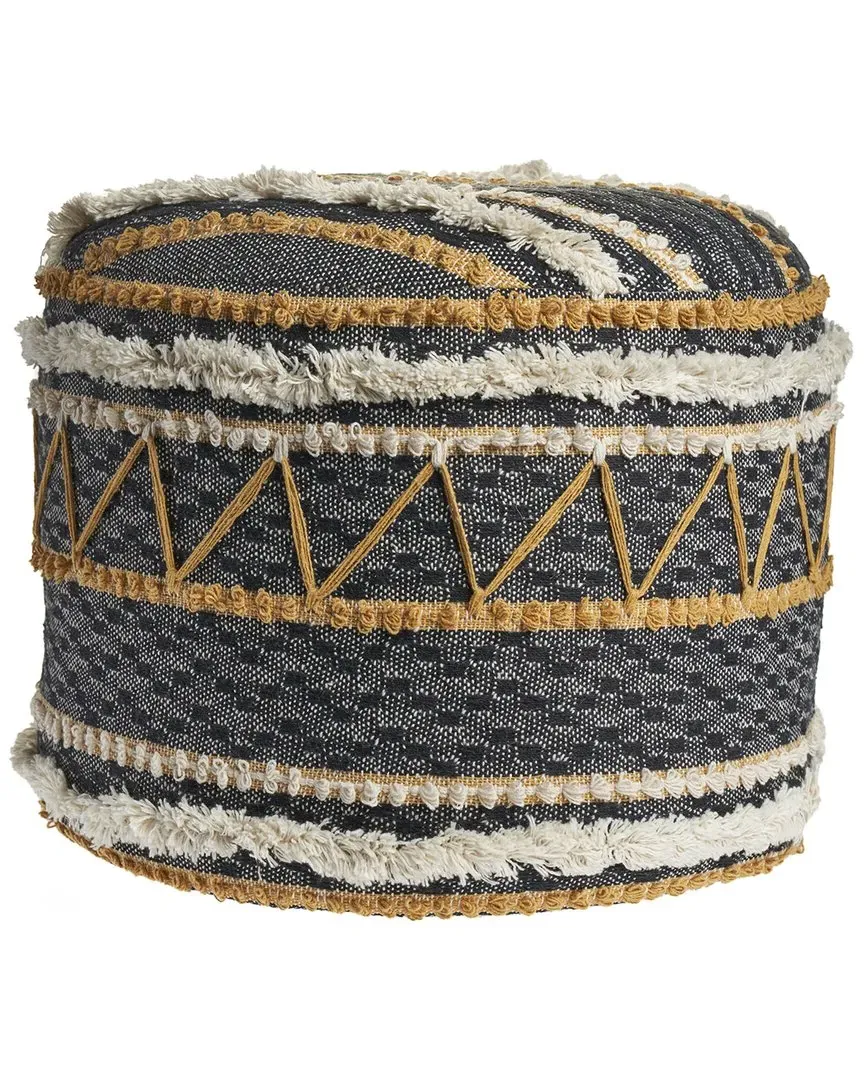 Evelyn Round Ottoman Pouf - Multicolor, Cotton