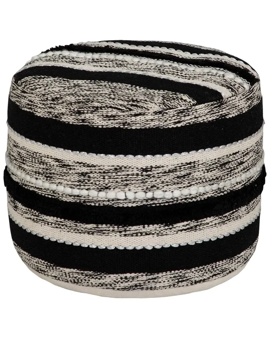 Evelyn Round Ottoman Pouf - Natural, Cotton