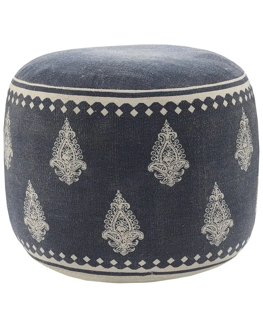 Evelyn Round Ottoman Pouf - Navy, Cotton