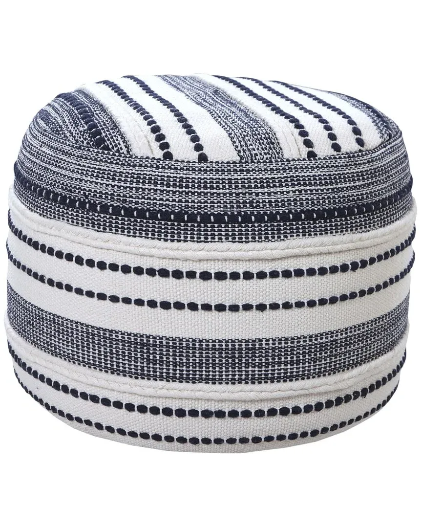 Evelyn Round Ottoman Pouf - Navy, Cotton