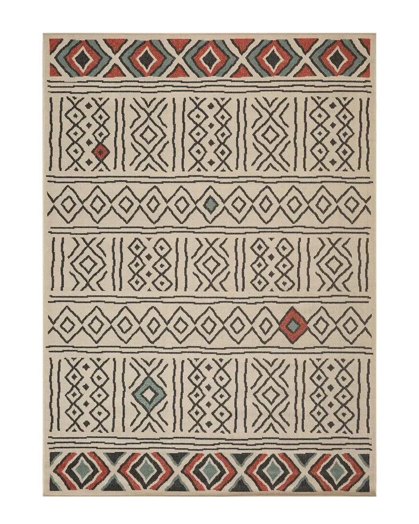 Evette Rios Southwestern Diamond Indoor/Outdoor Area Rug - Beige, Polypropylene