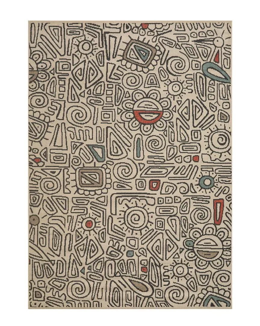 Evette Rios Southwestern Indoor/Outdoor Area Rug - Beige, Polypropylene