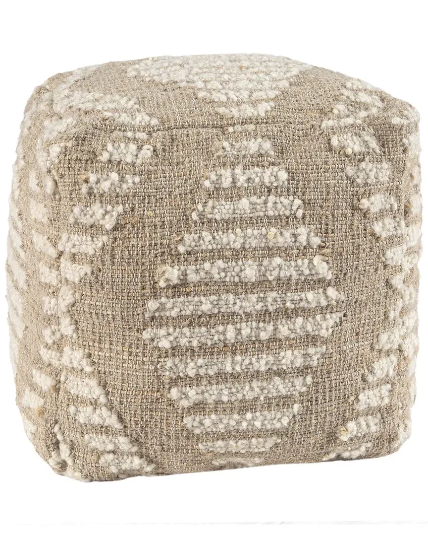 Geo Scandi Geometric Striped Handmade Textured Pouf - Natural