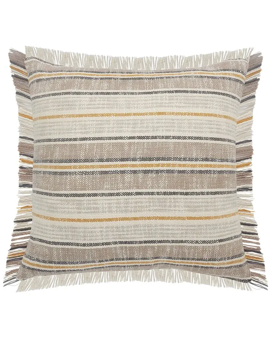 Graham Striped Fringe Throw Pillow - Taupe image