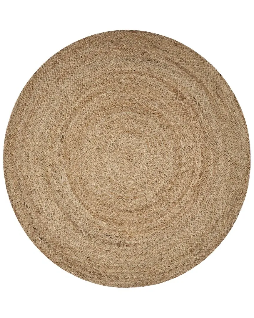 Hand-Braided Round Area Rug - Beige, Jute image