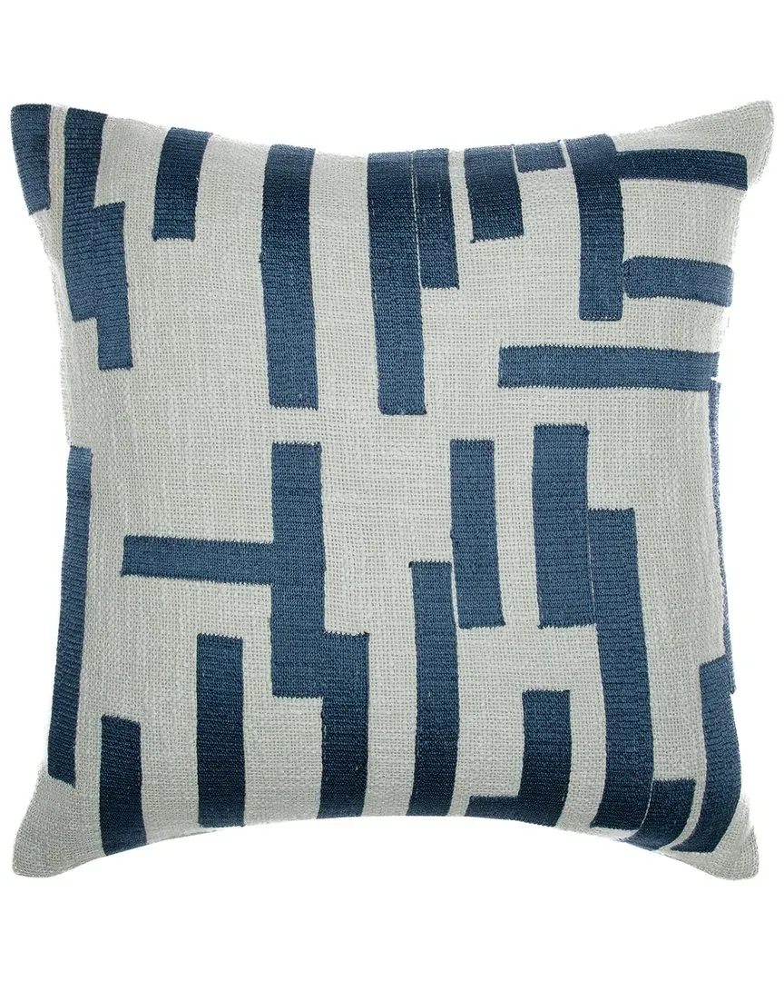 Hand-Woven Throw Pillow - Blue & Ivory, Cotton Viscose image