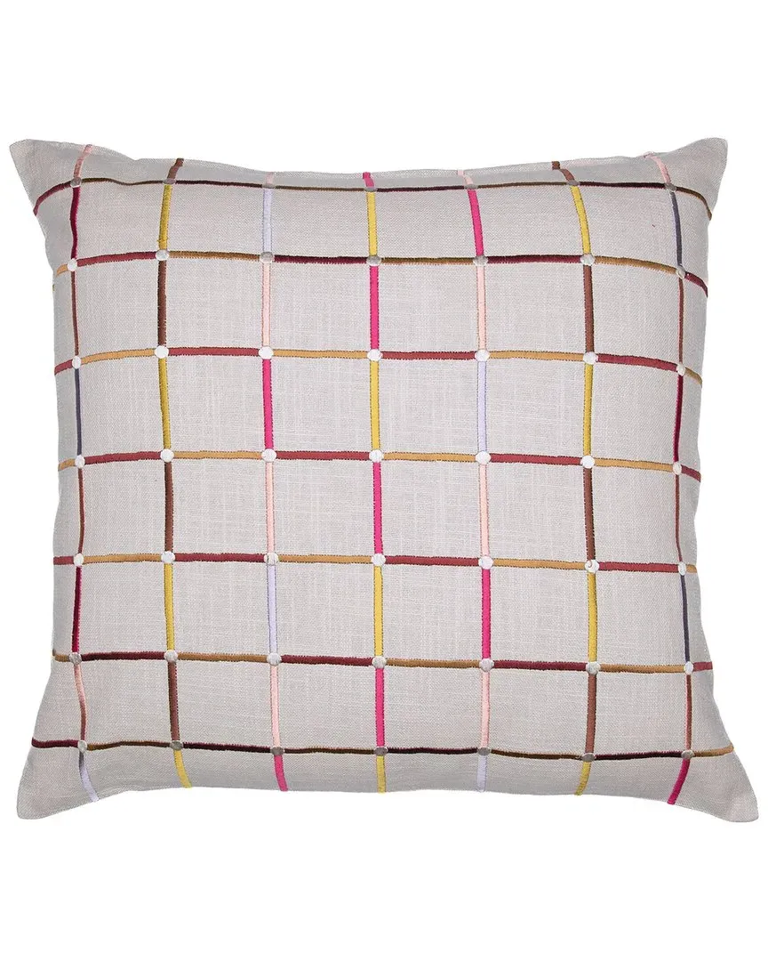 Hand-Woven Throw Pillow - White, Cotton