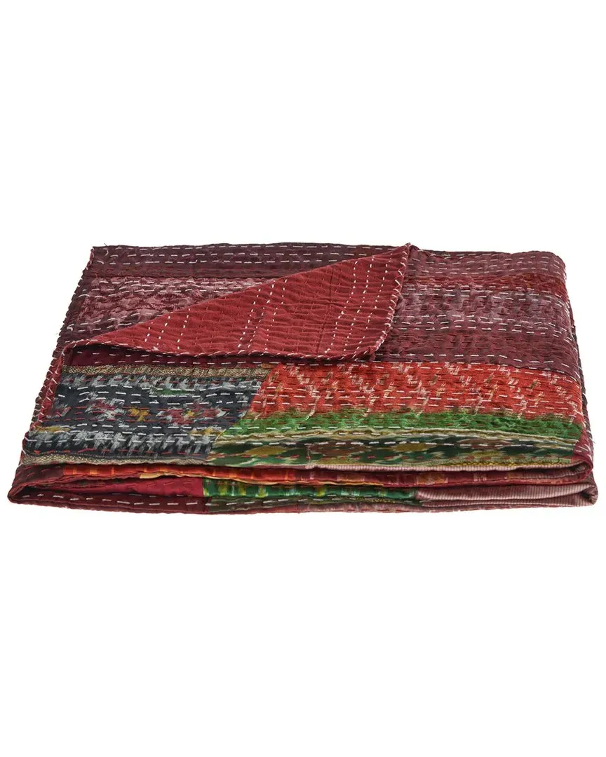 Hippie Kantha Throw Blanket - Maroon, Silk Cotton image
