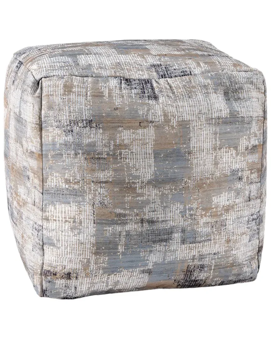 Jaylen Abstract Handmade Cotton Ottoman Pouf - Taupe image