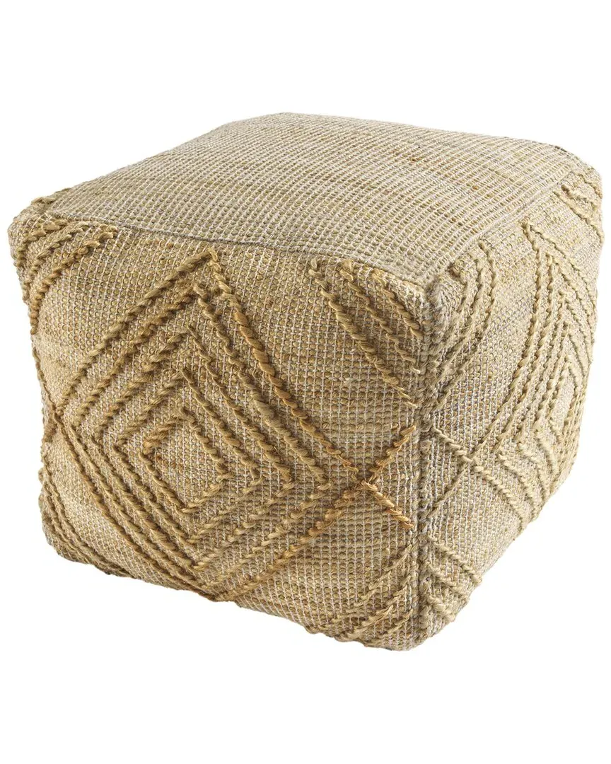Laeli Cube Pouf with Diamond Pattern - Natural, Jute
