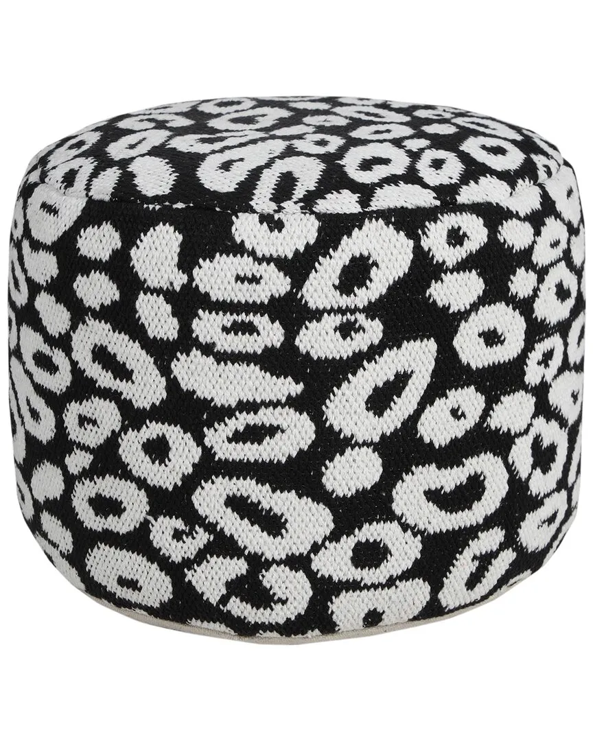 Madilyn Abstract Ottoman Pouf - Black, Cotton