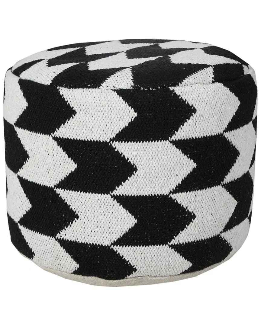 Madilyn Chevron Ottoman Pouf - Black, Cotton