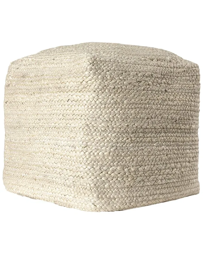 Meera Cube Pouf with Braided Texture - Natural Ivory, Jute image