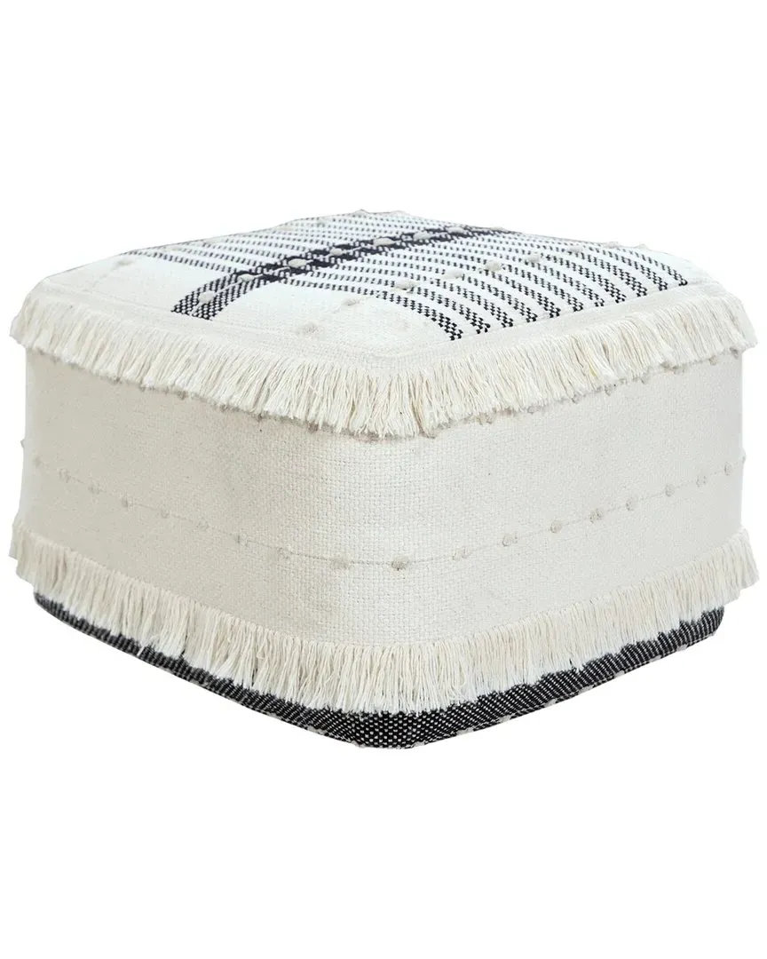Monarch Shag Stripe Pouf Ottoman - Cotton