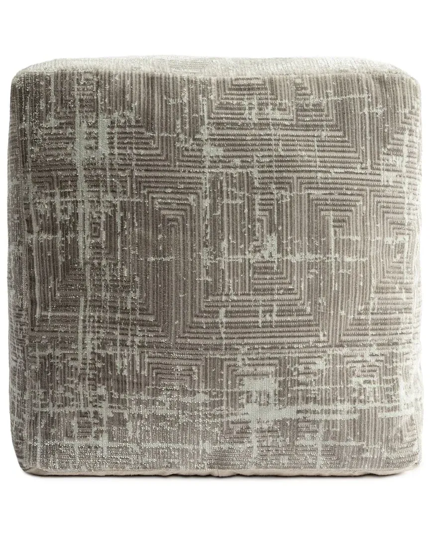 Natalie Geometric Pouf - Grey, Polyester
