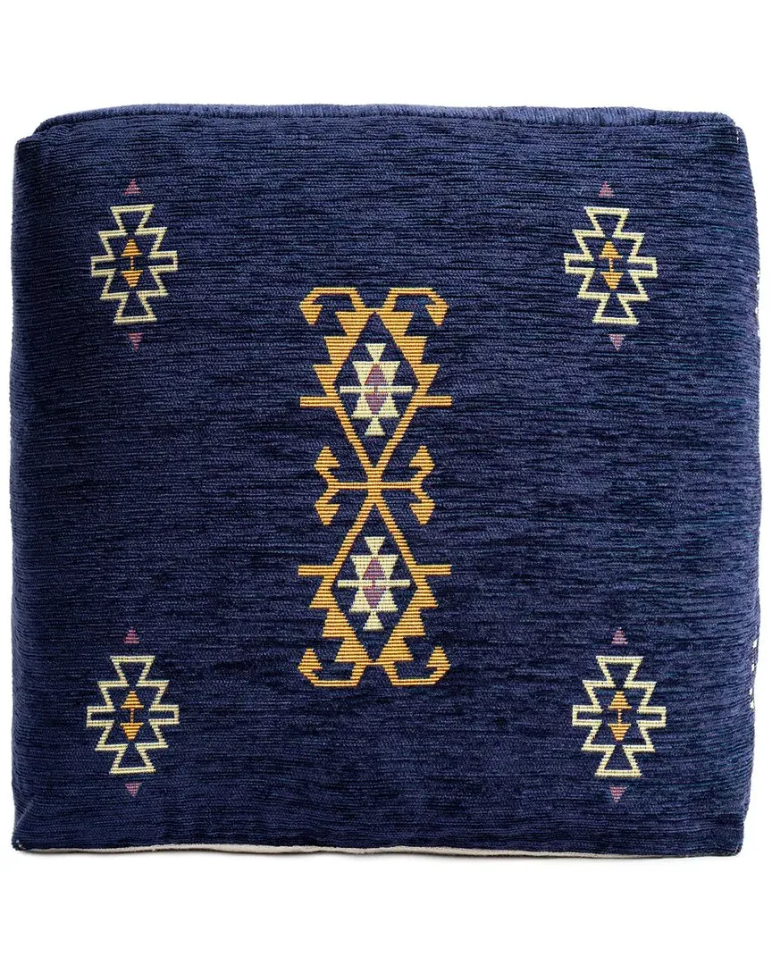 Natalie Turkish Medallion Pouf - Navy, Polyester