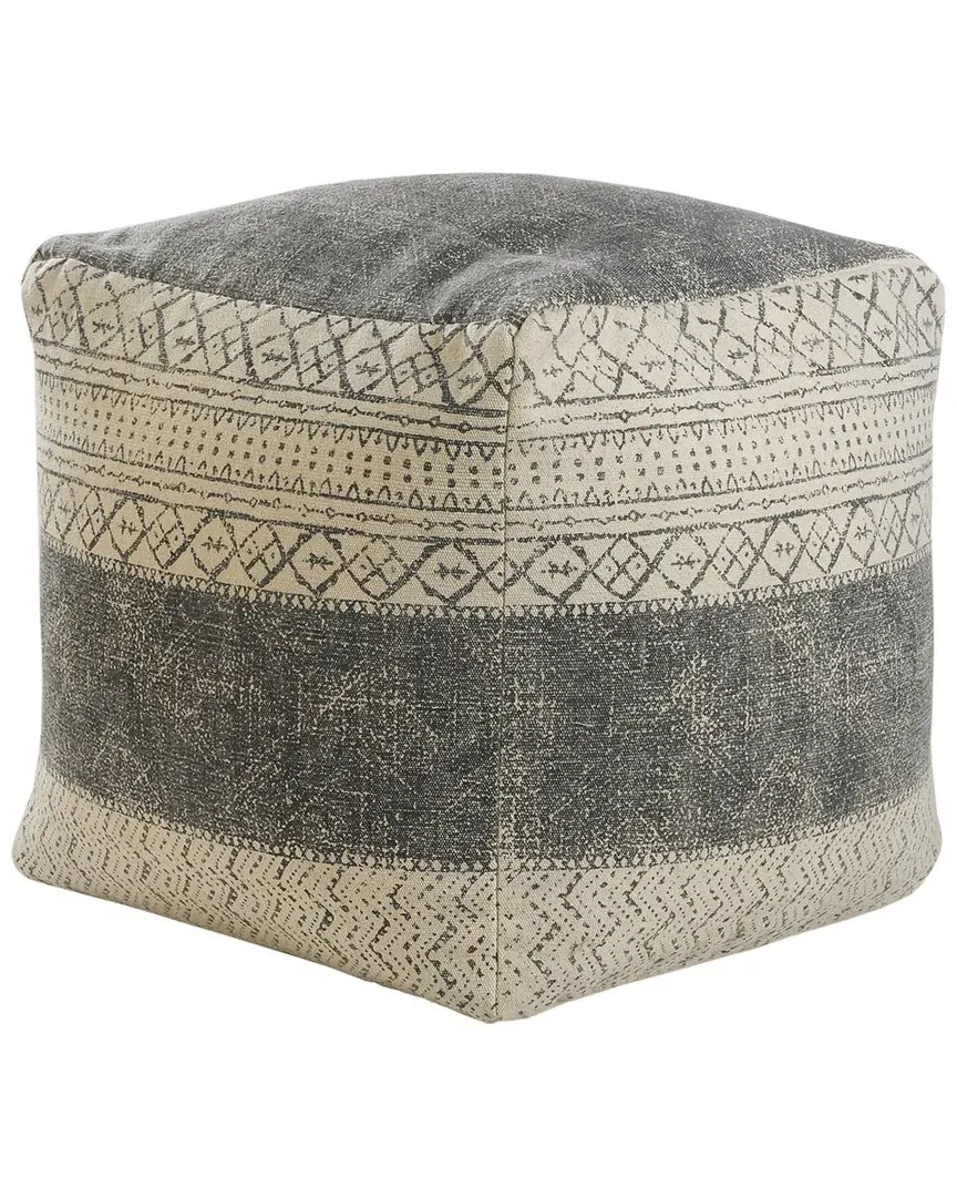 Peggy Tribal Flatweave Ottoman Pouf - Taupe, Cotton image