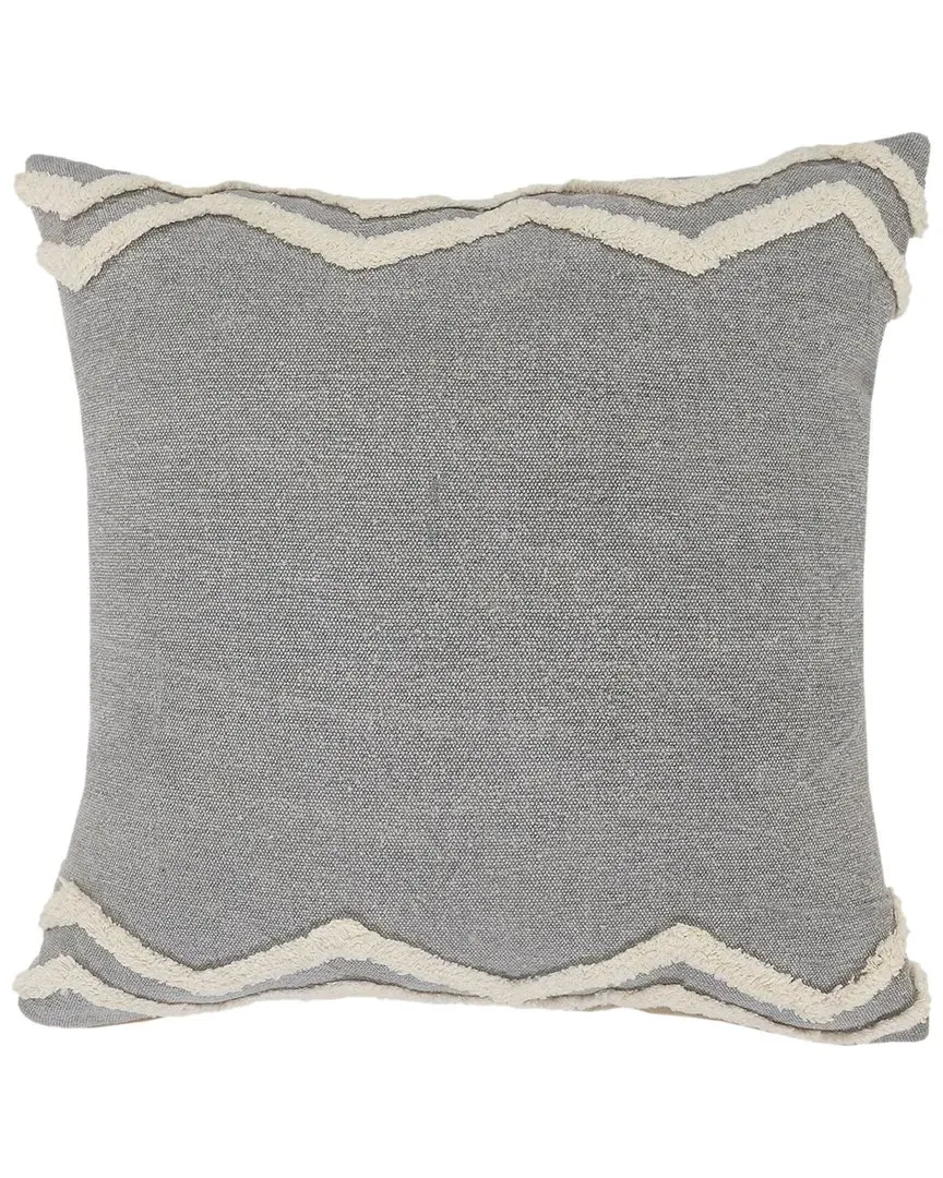 Reena Chevron Bordered Throw Pillow - Grey, Cotton image