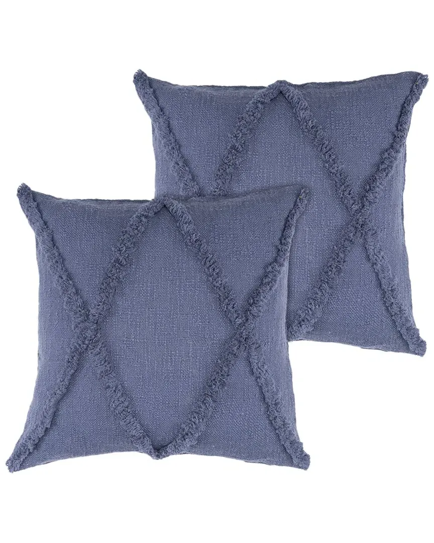Reese Flatwoven Throw Pillows Set of 2 - Blue, Cotton