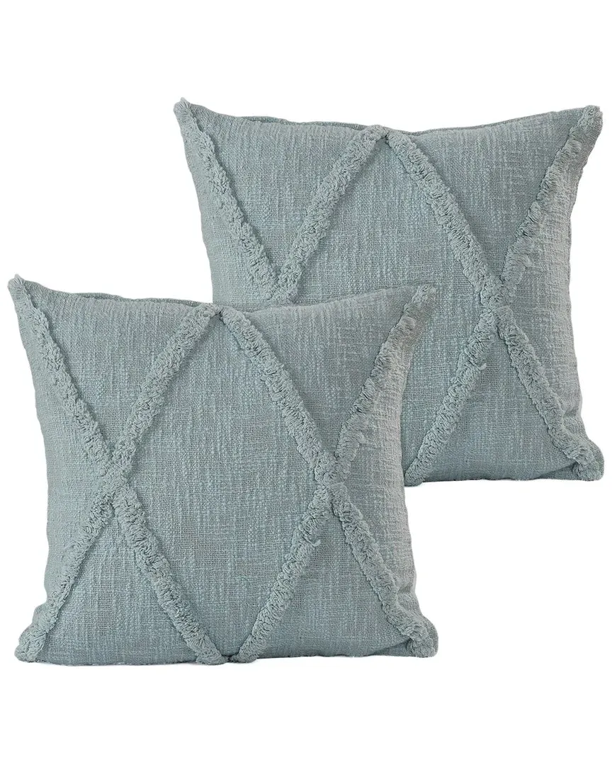 Reese Flatwoven Throw Pillows Set of 2 - Blue, Cotton