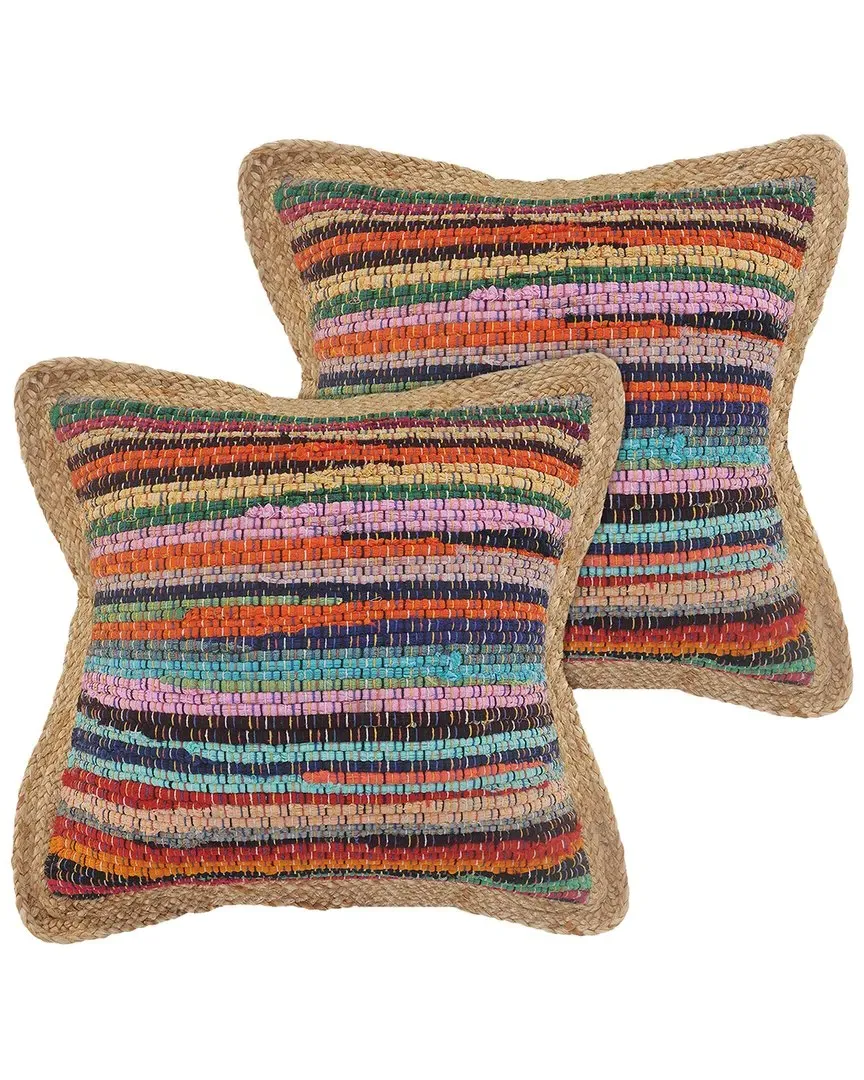 Riley Set of 2 Abstract Throw Pillows with Jute Border