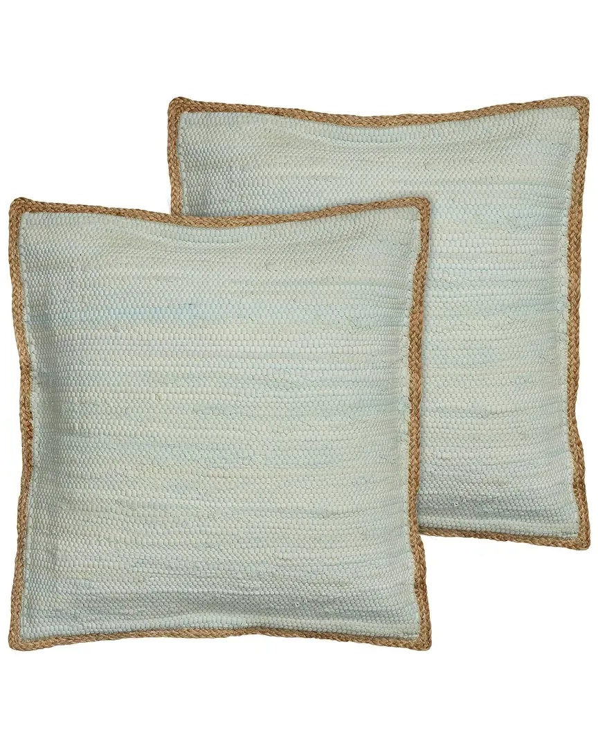 Riley Set of 2 Throw Pillows with Jute Border - Grey