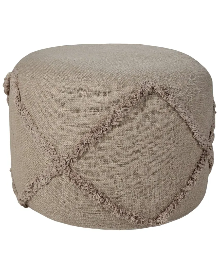 Rory Diamond Hand-Woven Ottoman Pouf - Brown, Cotton