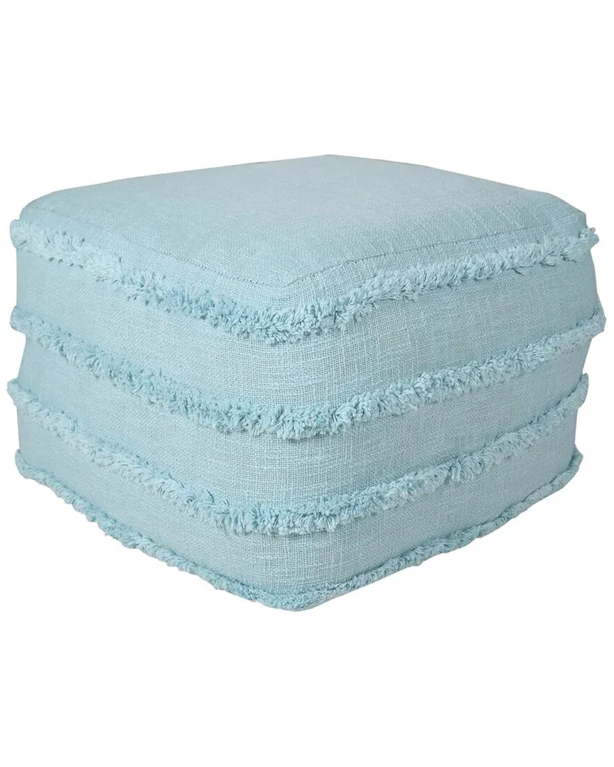 Rory Striped Hand-Woven Ottoman Pouf - Blue, Cotton