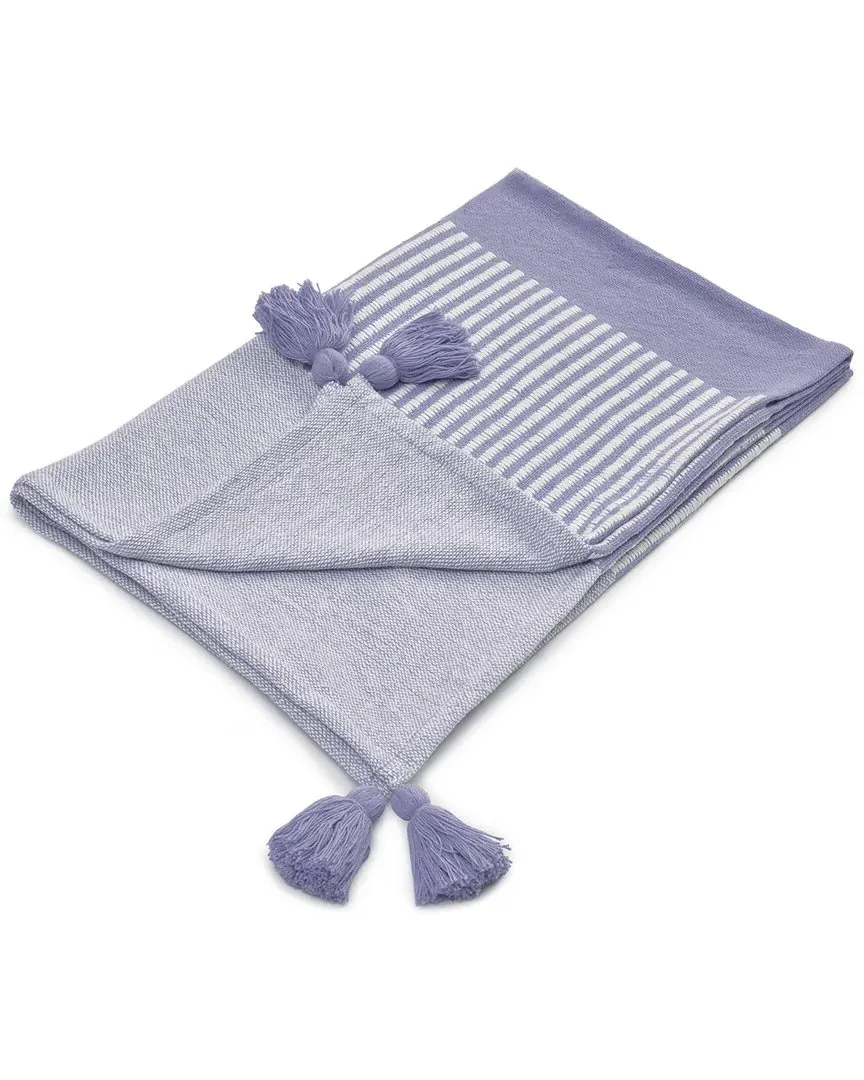 Rosalie Striped Hand-Woven Throw Blanket - Purple, Cotton