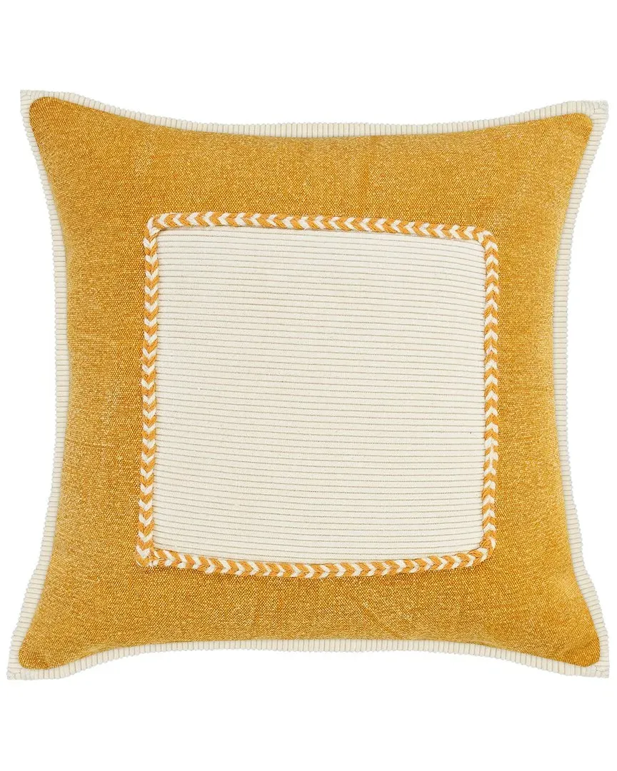Sabien Golden Glow Framed Throw Pillow - Yellow, Cotton