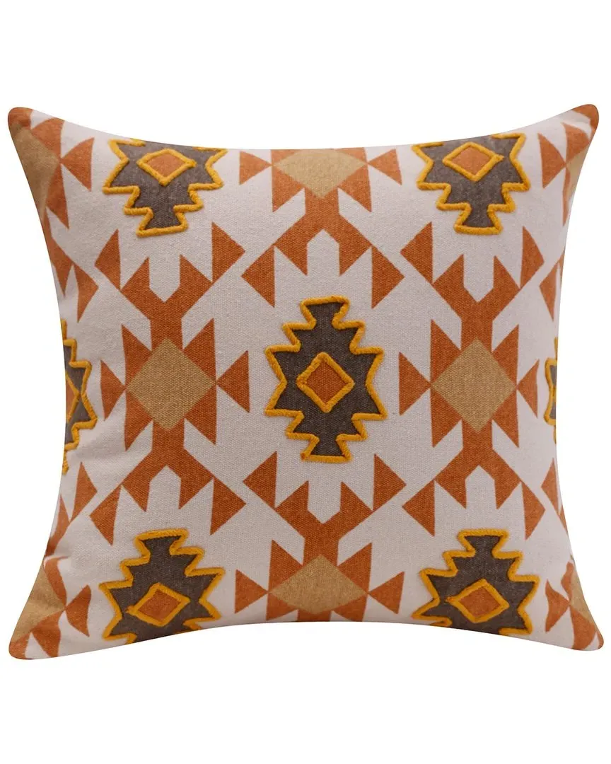 Sedona Handmade Geometric Decorative Pillow - Orange, Cotton