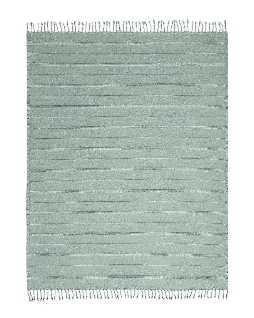Sejal Striped Throw Blanket with Fringe - Blue, Cotton image
